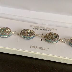 Kohl’s genuine druzy sterling silver bracelet.